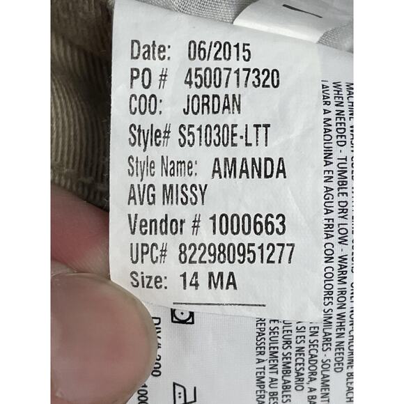 Gloria Vanderbilt Jeans Womens 14 Khaki Amanda Average Missy Stretch Twill Pants - Picture 14 of 14